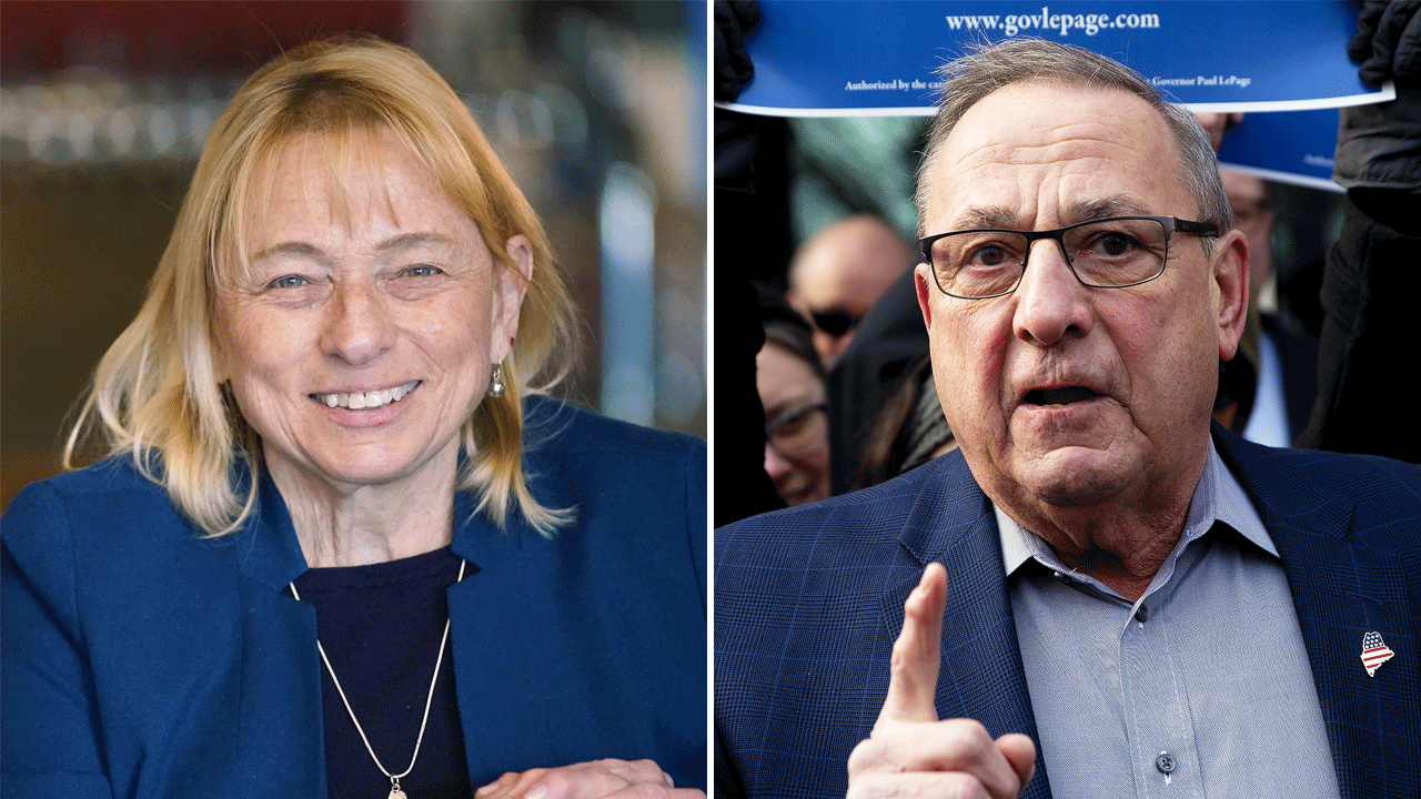 Incumbent Democratic Maine Gov. Janet Mills, left, and former GOP Maine Gov. Paul LePage, right, will face off in the state's gubernatorial election on November 8.