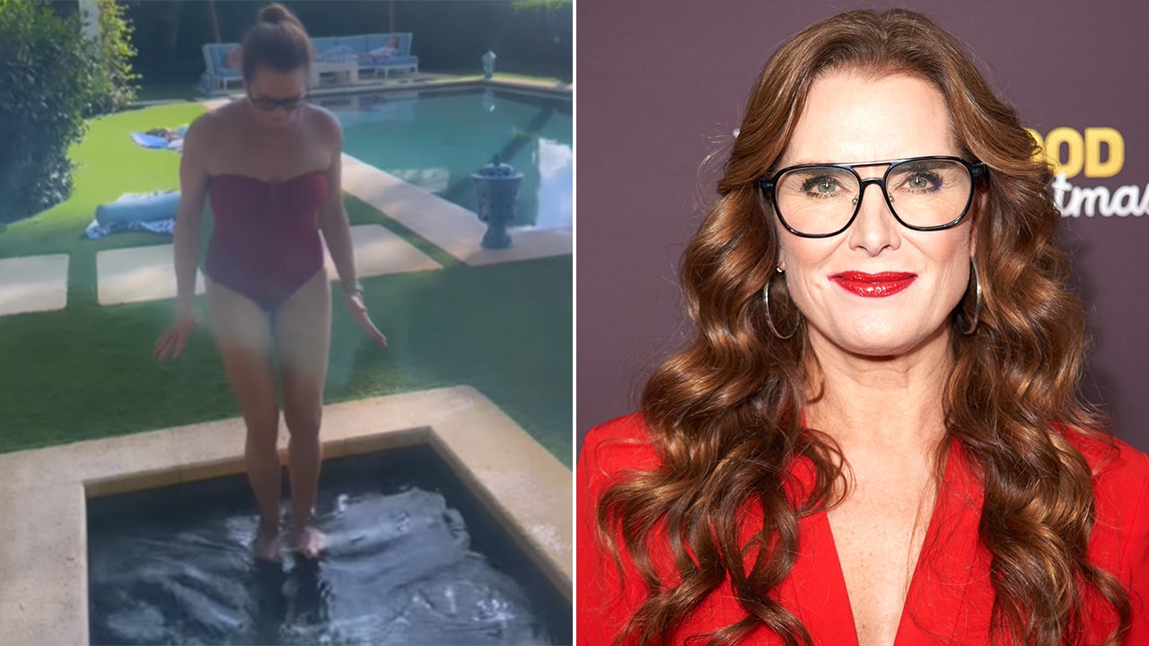 Brooke Shields ukazuje své vyrýsované tělo v červených plavkách na ledovou koupel na Den díkůvzdání