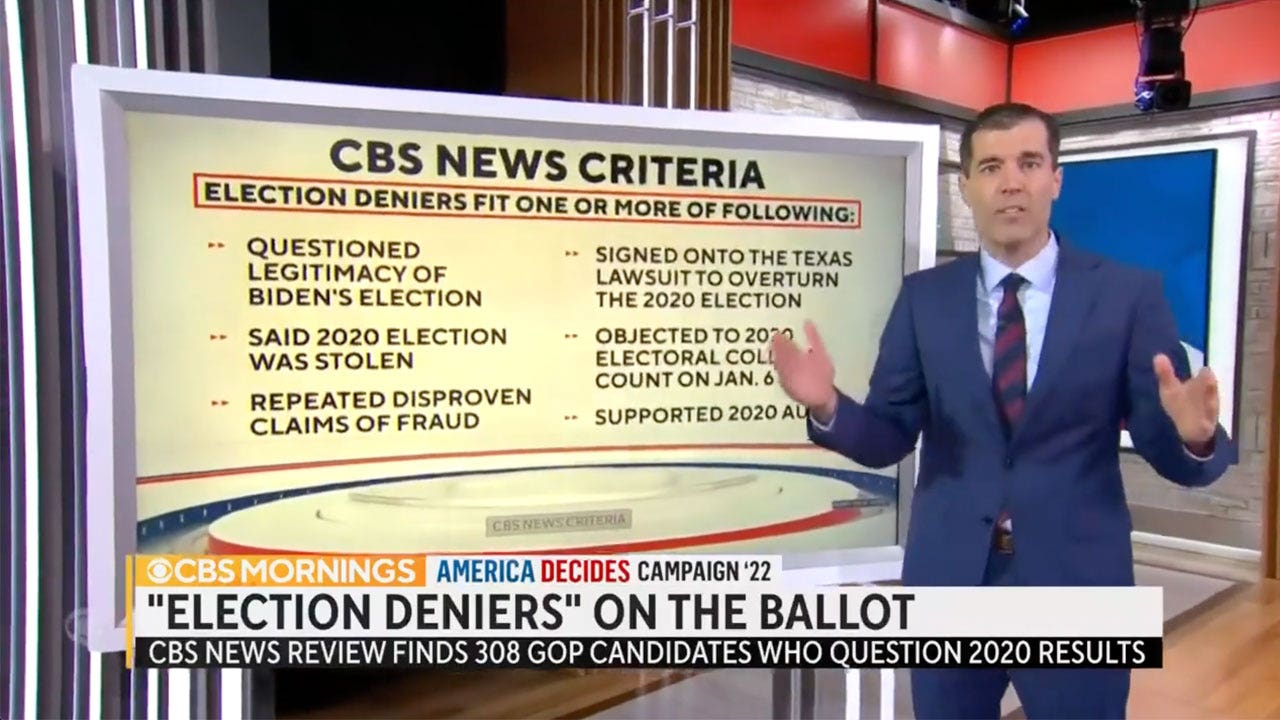 CBS News releases 'criteria' for how it defines 'election deniers,' excludes Dems who've denied past elections