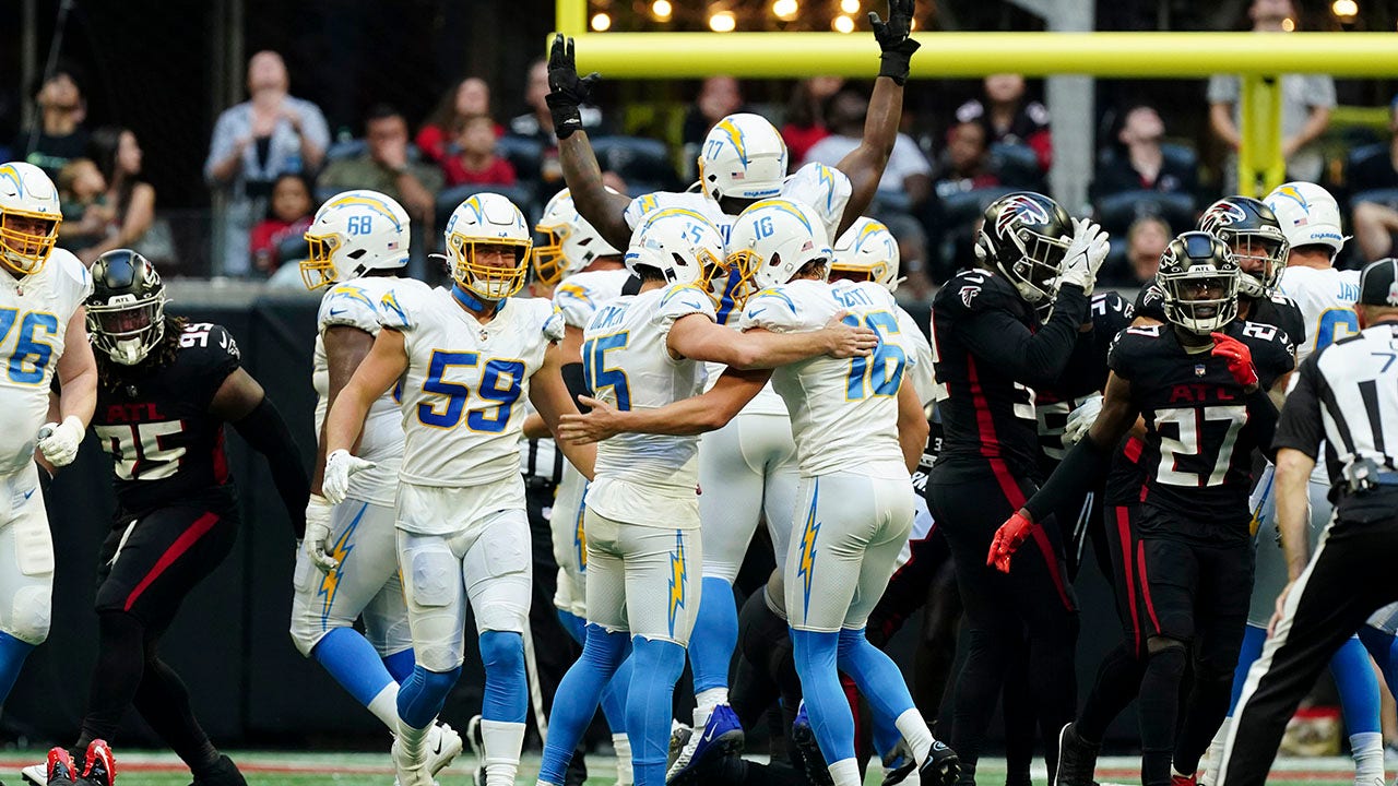 Los Angeles Chargers place-kicker Cameron Dicker (11) kicks a field goal  against the San Francisco 49ers during the first half of an NFL preseason  football game Friday, Aug. 25, 2023, in Santa