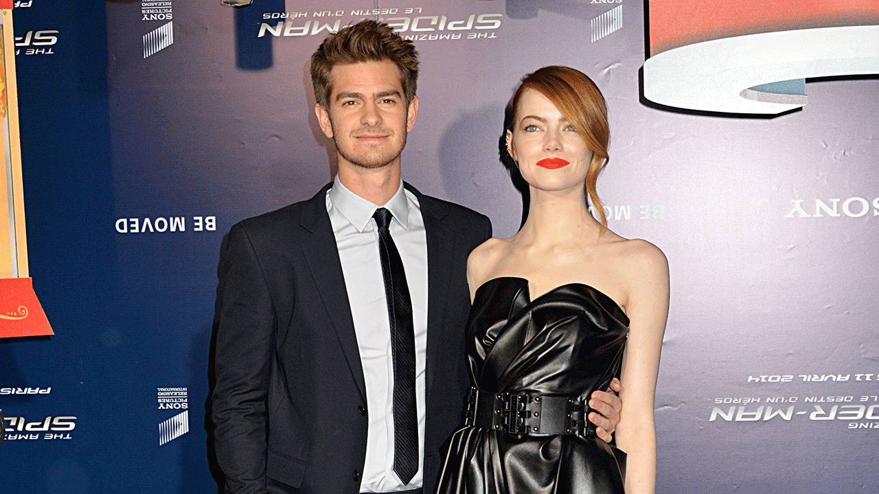 Andrew Garfield and Emma Stone at "The Amazing Spider-Man 2" premiere
