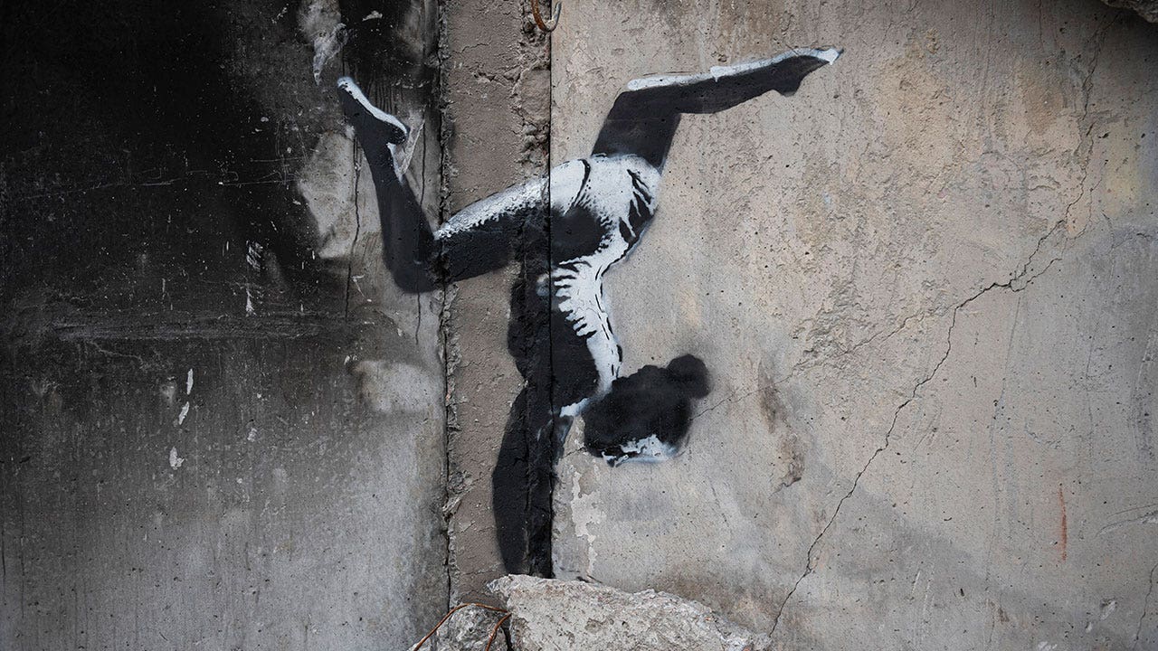 Banksy unveils new mural in Ukraine among country’s war ruins