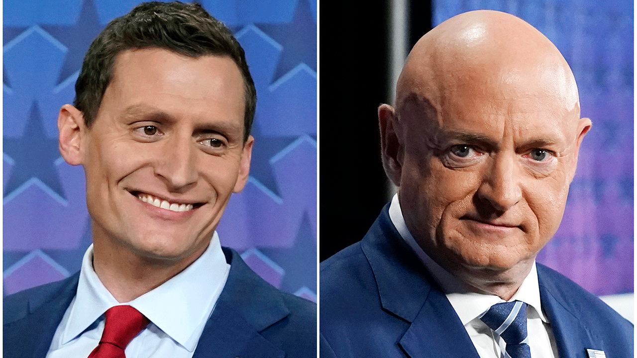 Le sénateur démocrate sortant Mark Kelly et le républicain Blake Masters.