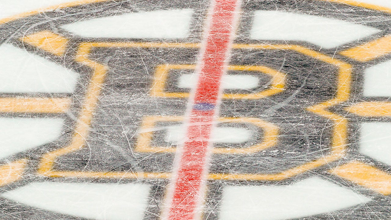 Bruins logo at center ice