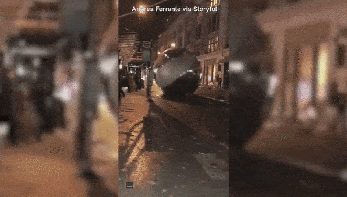 Giant baubles go rolling down a busy London street this week — wreaking havoc and startling drivers and onlookers. 