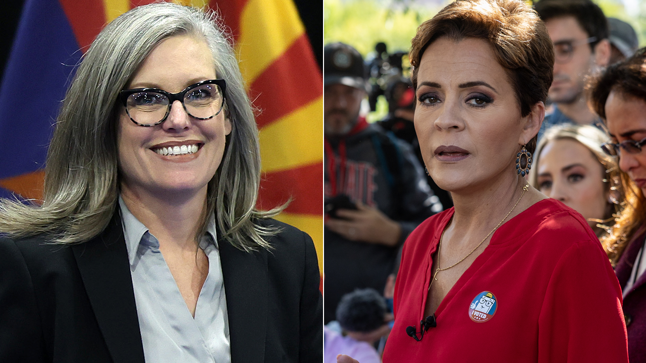 Arizona gubernatorial candidates Katie Hobbs and Kari Lake.