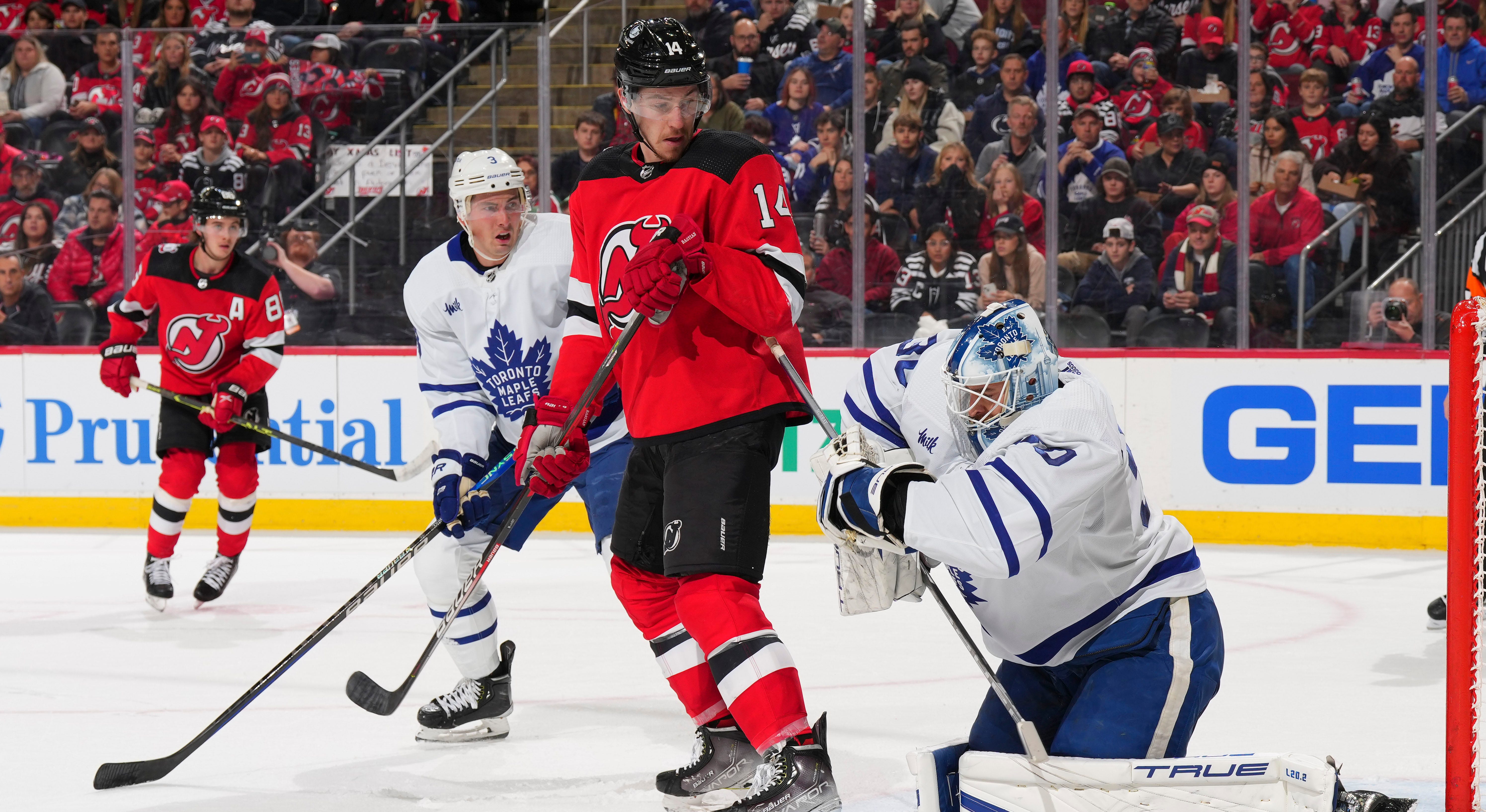 New Jersey Devils' Erik Haula (56) enters the penalty box to serve