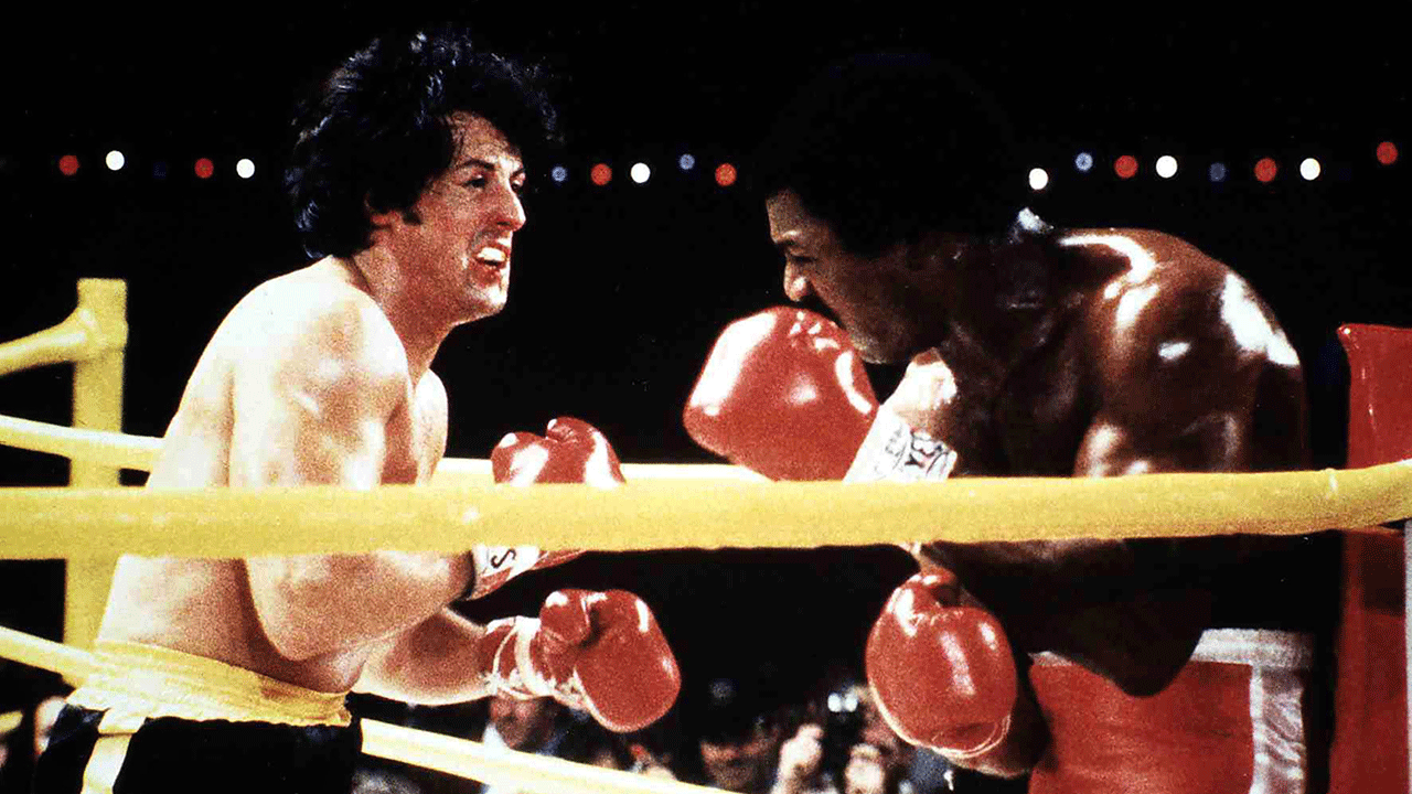 Sylvester Stallone as Rocky in boxing ring