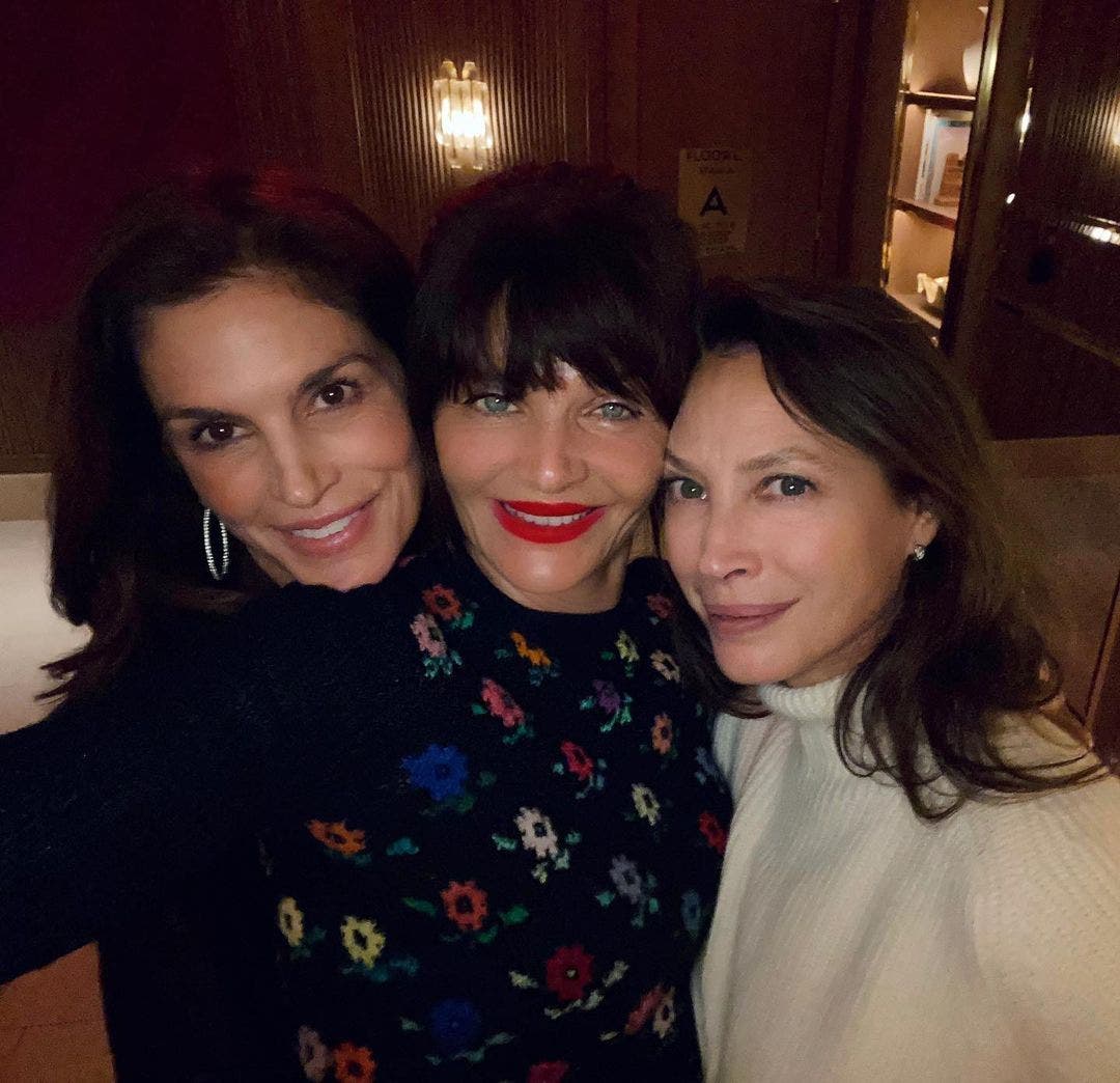90s icons Cindy Crawford, Christy Turlington and Helena Christensen reunite for holiday celebration