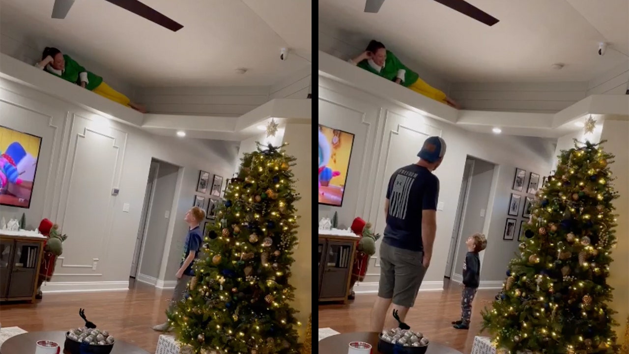 Christmas surprise: Woman climbs to ceiling, delights niece and nephews