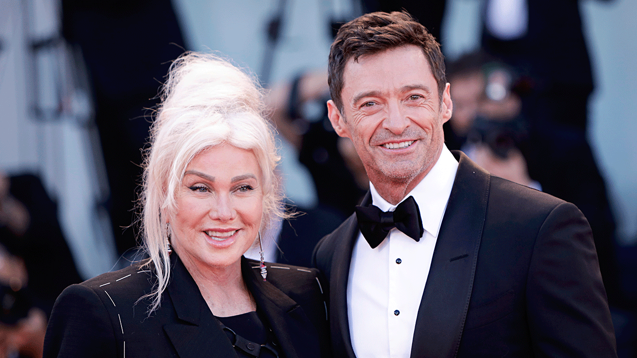 A photo of Hugh Jackman and his wife