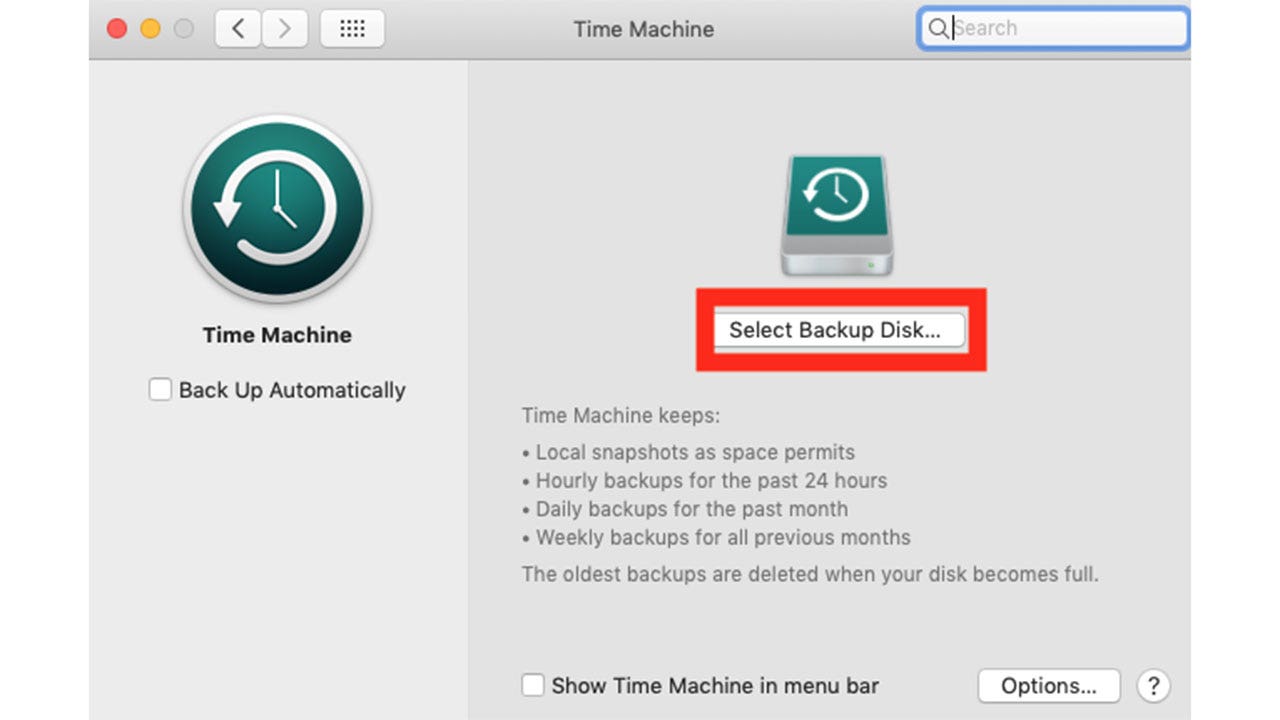 Screenshot showing you how to backup the disk.