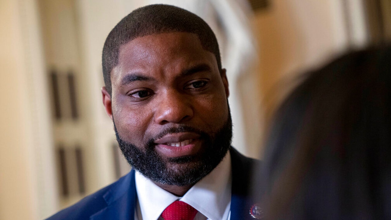 FILE: Rep. Byron Donalds, R-Fla., is interviewed on his way to the House chamber, Friday, Jan. 6, 2023, to attend the 14th vote for speaker of the House, on Capitol Hill in Washington. (AP Photo/Jacquelyn Martin)