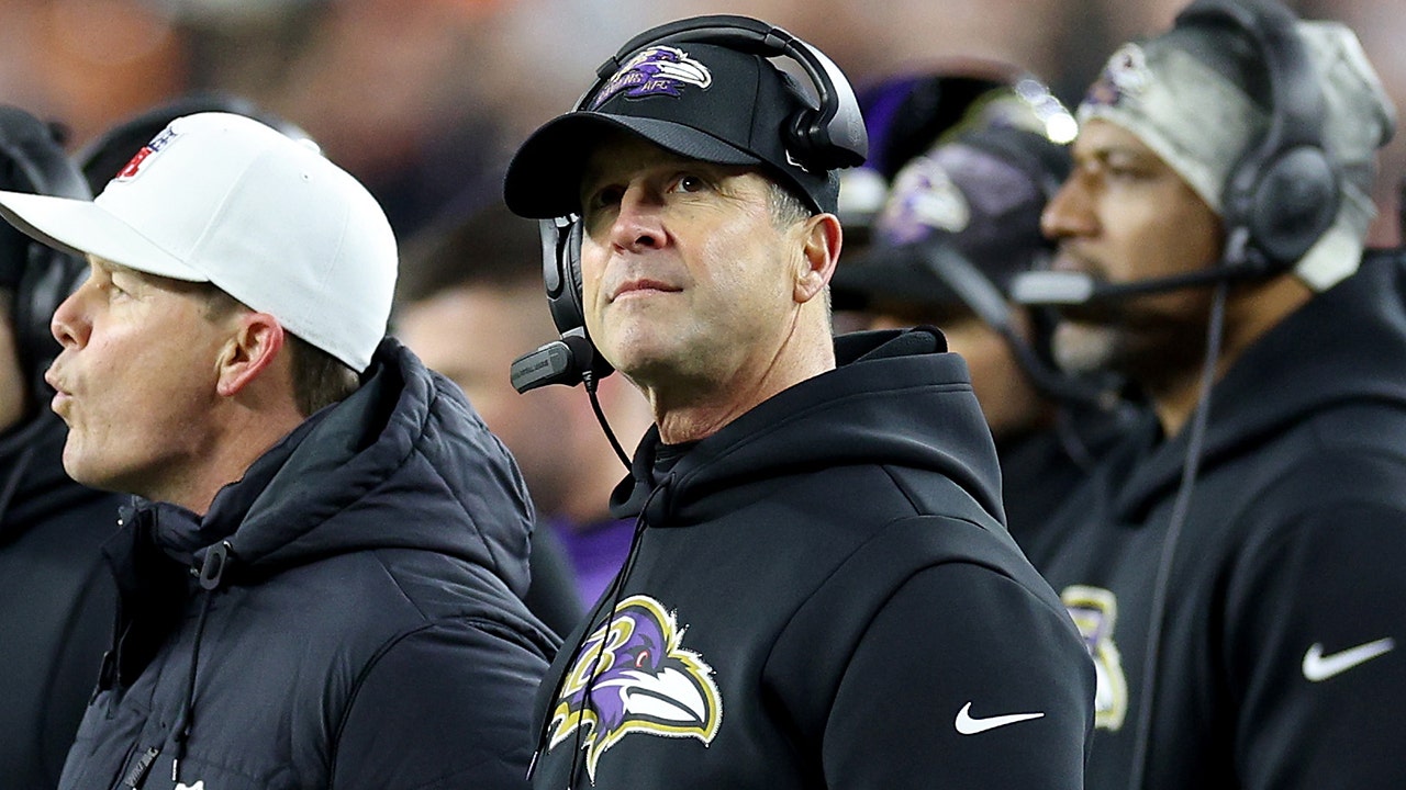 Ravens' John Harbaugh has cringey sideline interview after first