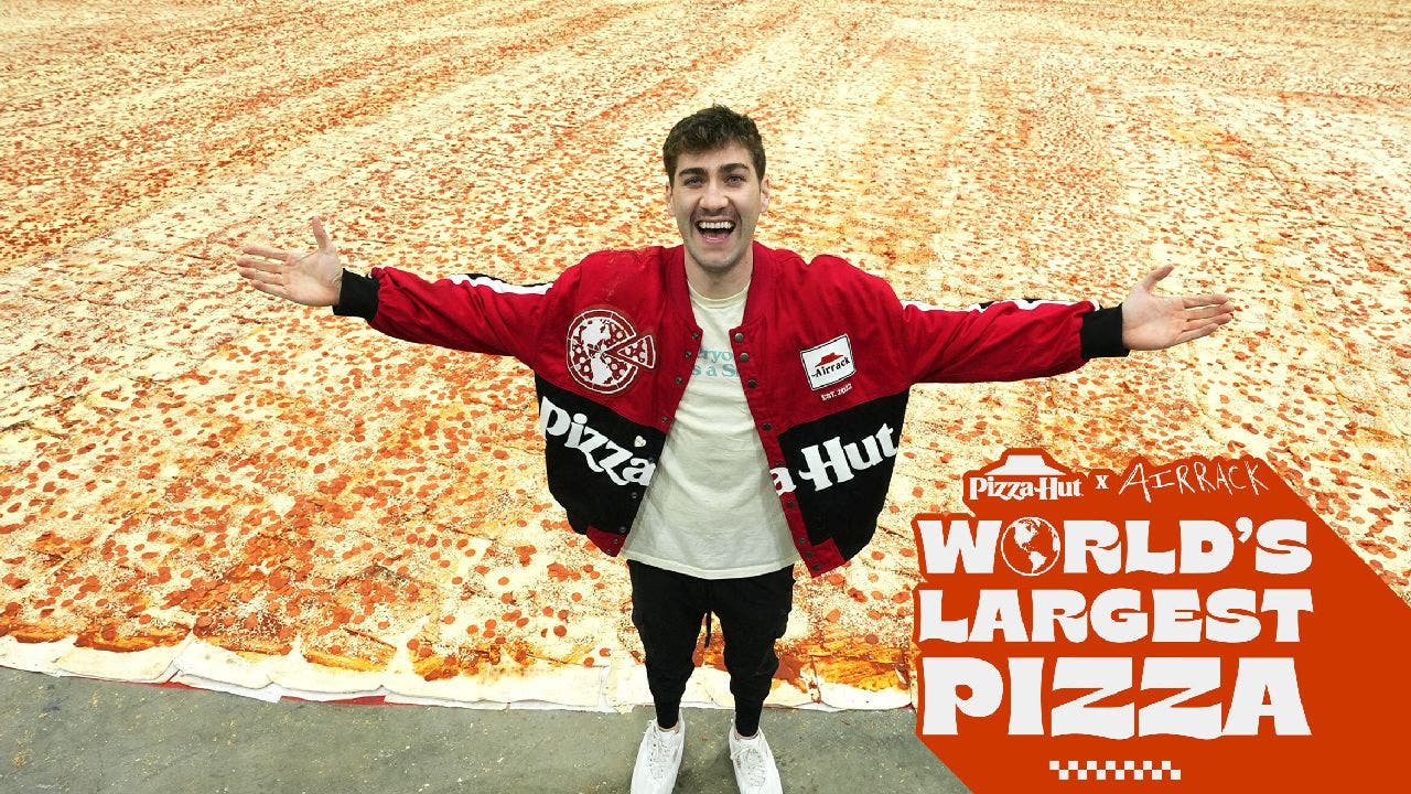 Pizza Hut and YouTube star Airrack make world's largest pizza in California