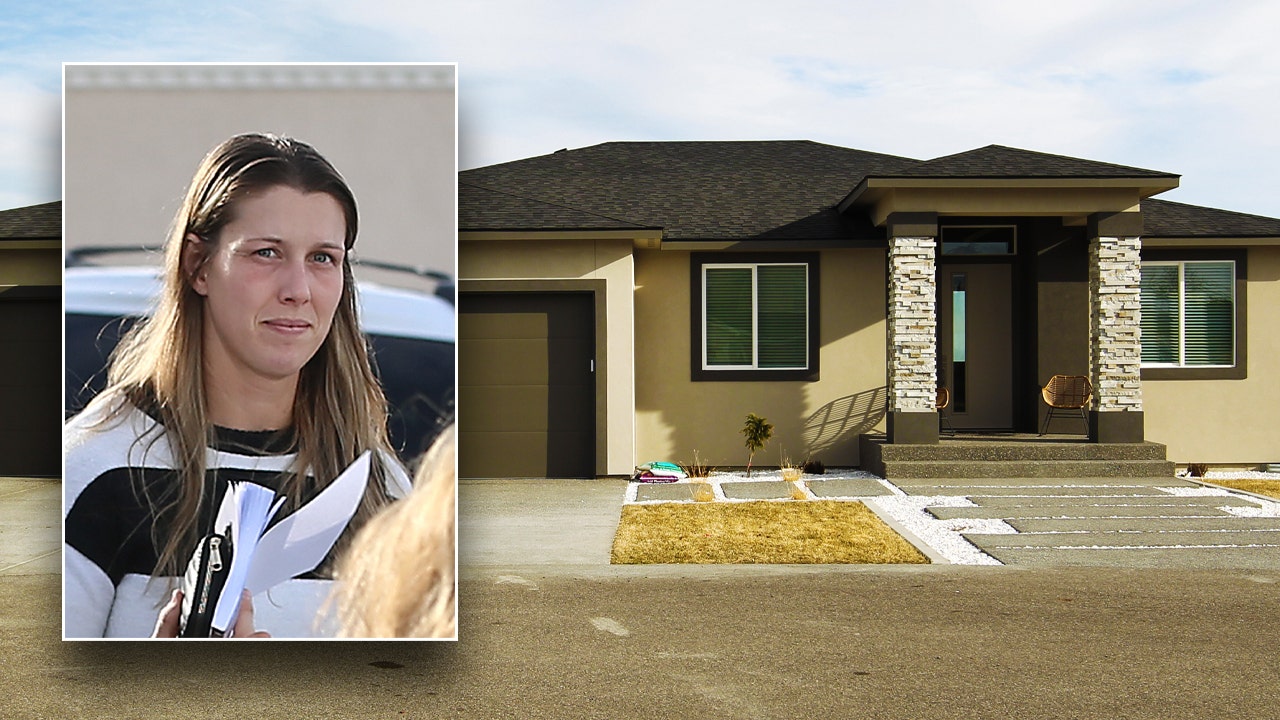 The West Richland, Washington, home where Shanna Gardner-Fernandez (inset) moved after her ex-husband, Jared Bridegan, was murdered in north Florida. (Derek Shook for Fox News Digital)