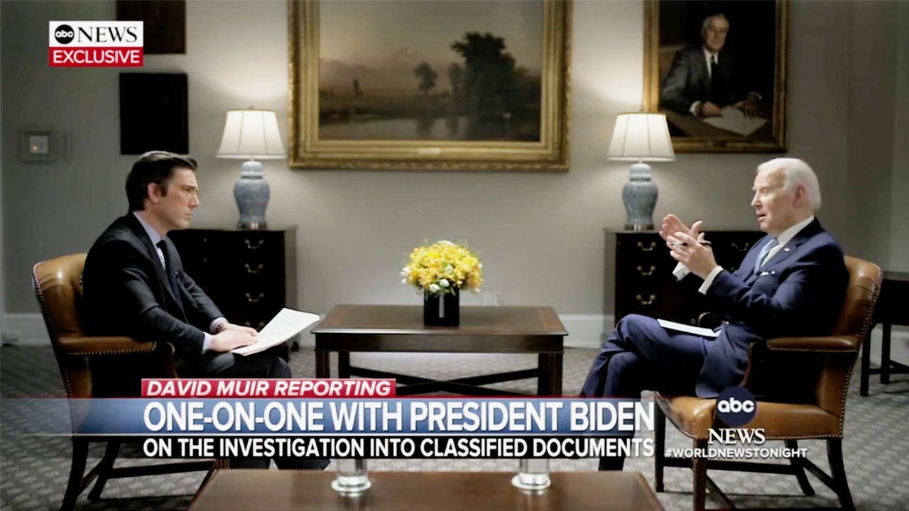 Biden chides ABC’s David Muir as he’s grilled about classified documents scandal: ‘You’re a good lawyer’