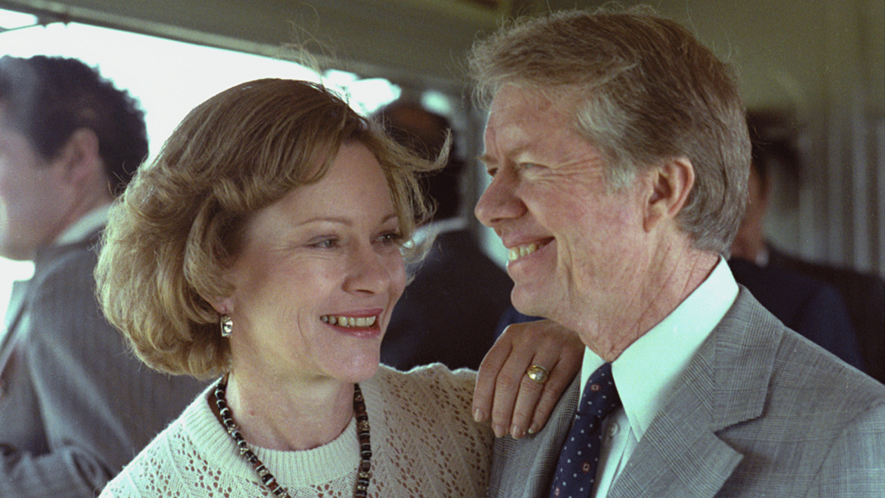 Then-President Carter and first lady Rosalynn Carter on a trip together in the Middle East, March 9, 1979.