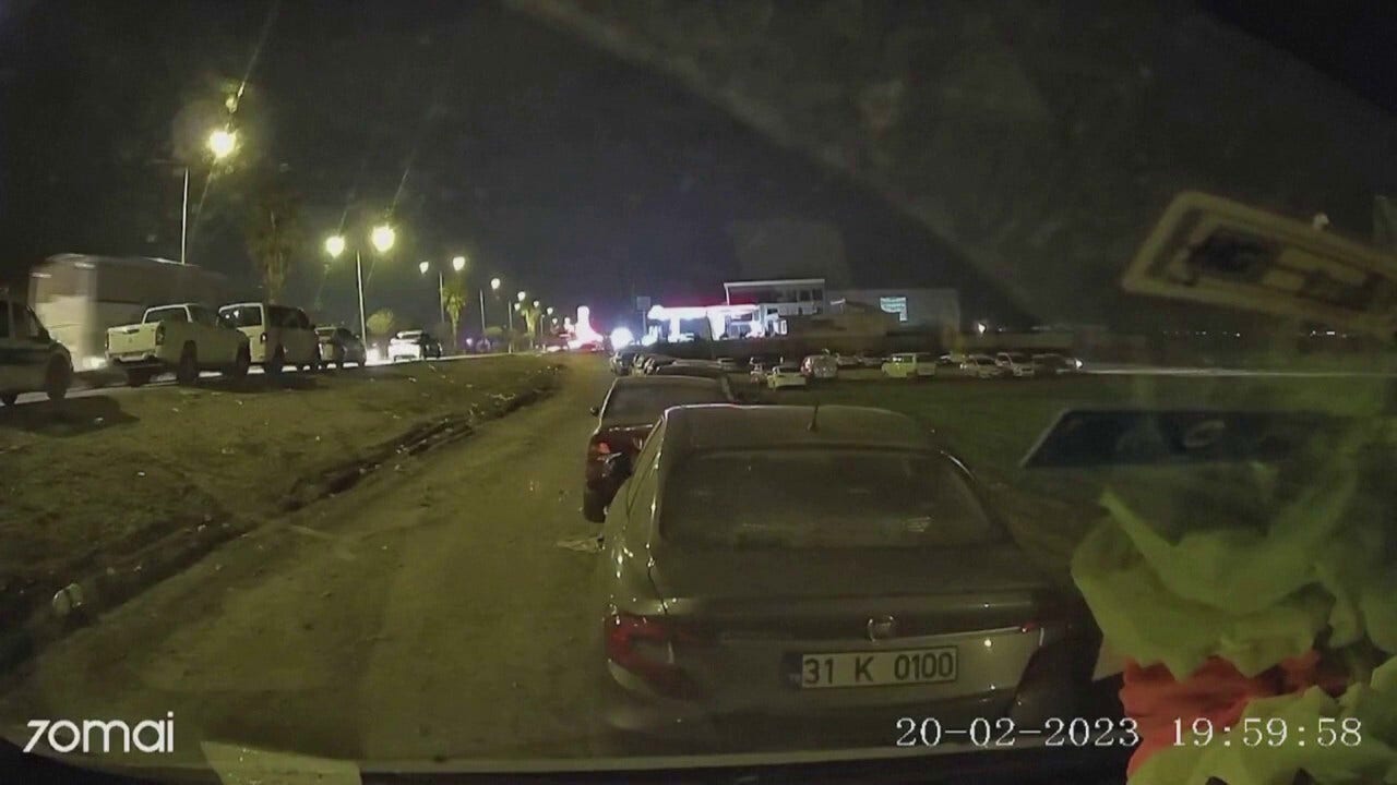 Terrifying video captures moment Turkey earthquake hits, plunging area into darkness, shaking cars