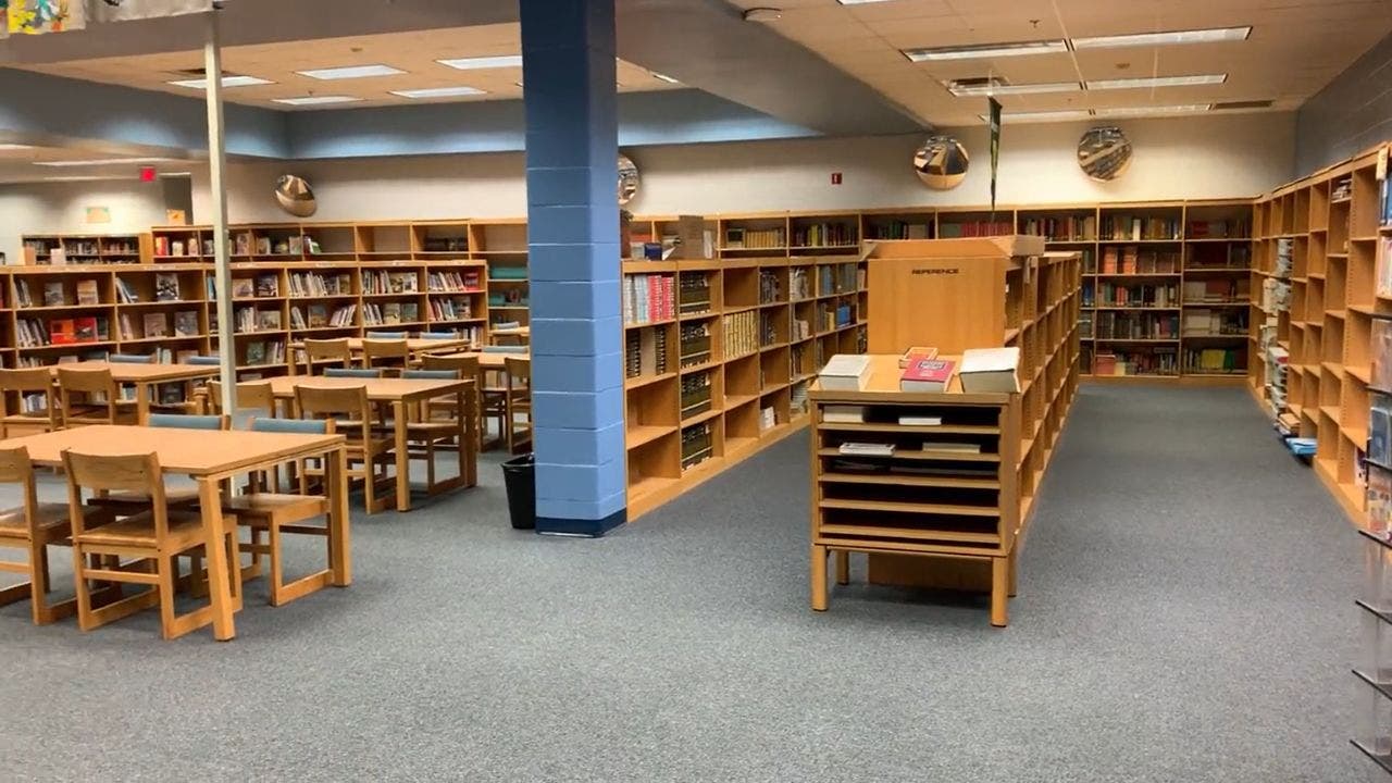 Library shelves full of books