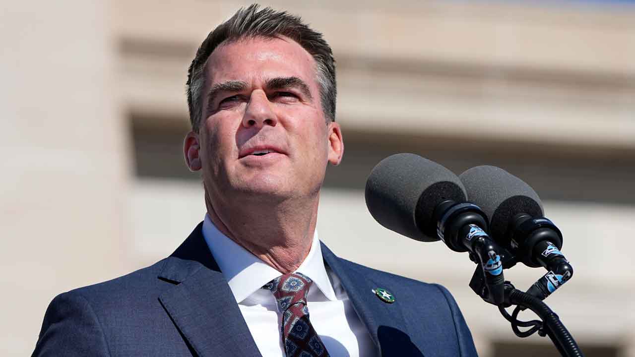 Oklahoma Gov. Kevin Stitt speaks during inauguration ceremonies Jan. 9, 2023, in Oklahoma City. With state savings accounts and revenue collections at all-time highs, tax cuts are expected to be a top priority for Stitt and the Republican-controlled Legislature when it begins the 2023 session on Monday, Feb. 6, 2023. (AP Photo/Sue Ogrocki, File) (AP Photo/Sue Ogrocki, File)