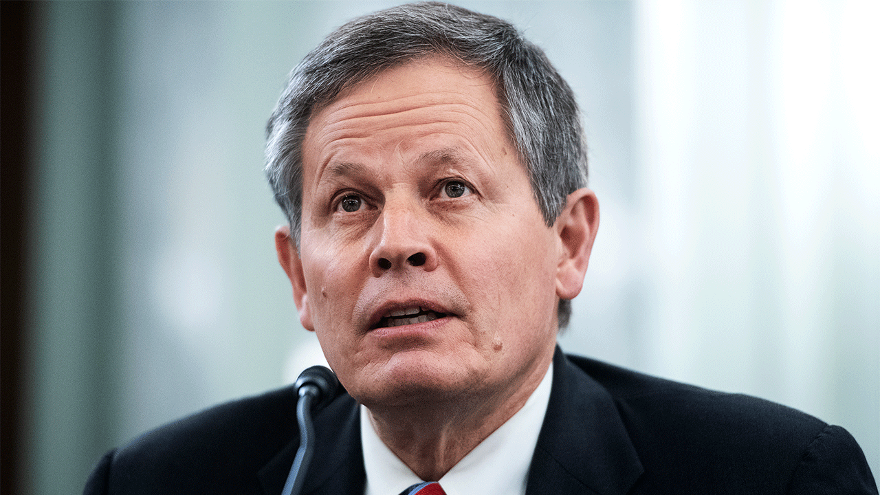 Sen. Steve Daines, R-Mont., testifies during a Senate Commerce, Science and Transportation Committee hearing, Oct. 21, 2020.