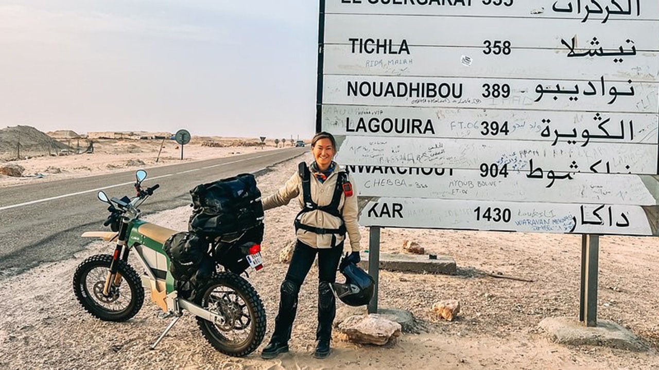 Solo woman first to ride an electric motorcycle across Africa