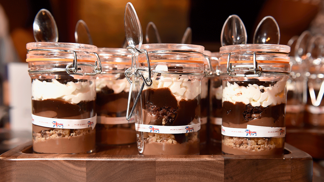 Chocolate trifle in jars