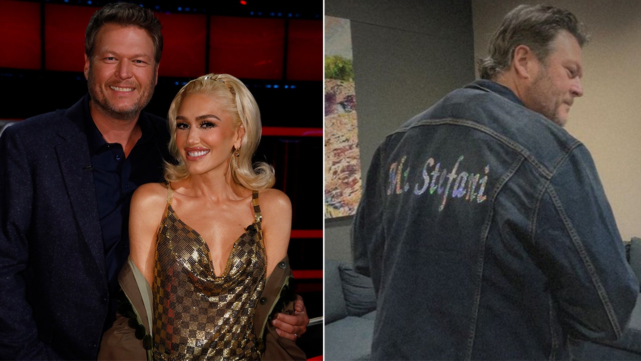 Blake Shelton shows off 'Mr. Stefani' rhinestone jacket for wife Gwen Stefani