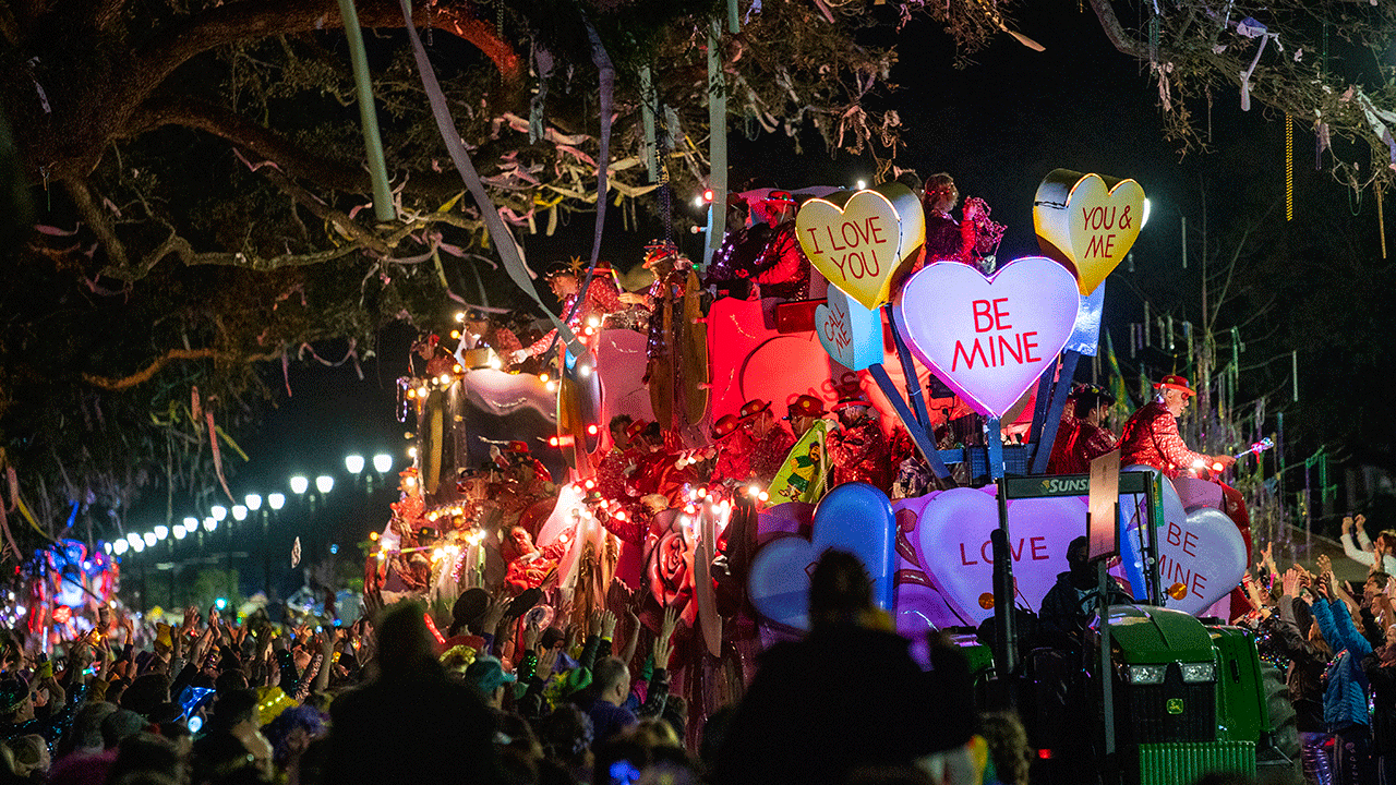 Floats fill streets in parades that take place across the country. 