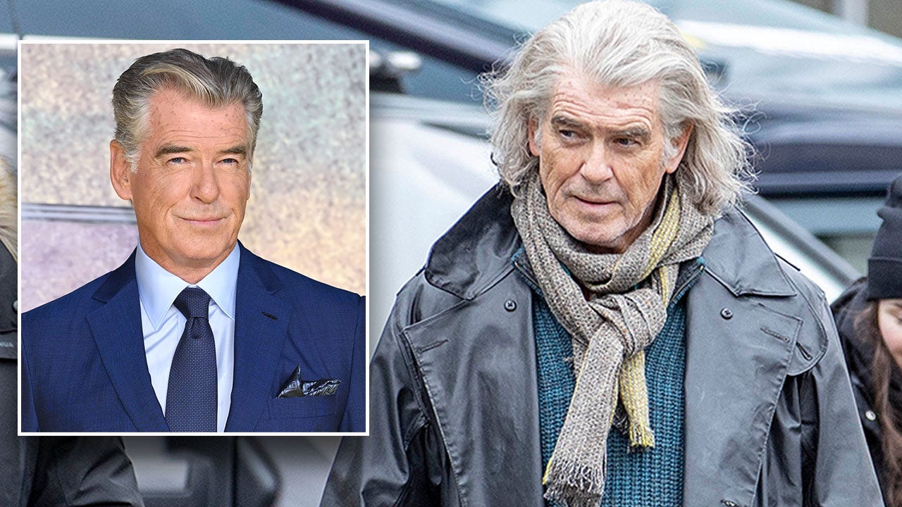 Pierce Brosnan looks unrecognizable on movie set in Ireland