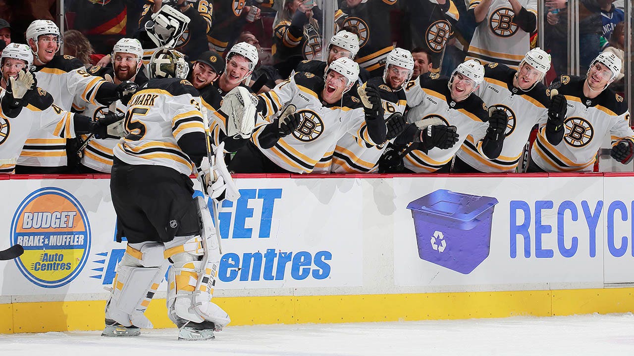 Bruins’ goalie Linus Ullmark becomes 8th netminder in NHL history to score goal on own shot