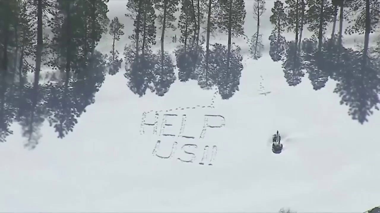 Californian writes ‘Help Us!!’ in snow as winter storm could strand residents for a week
