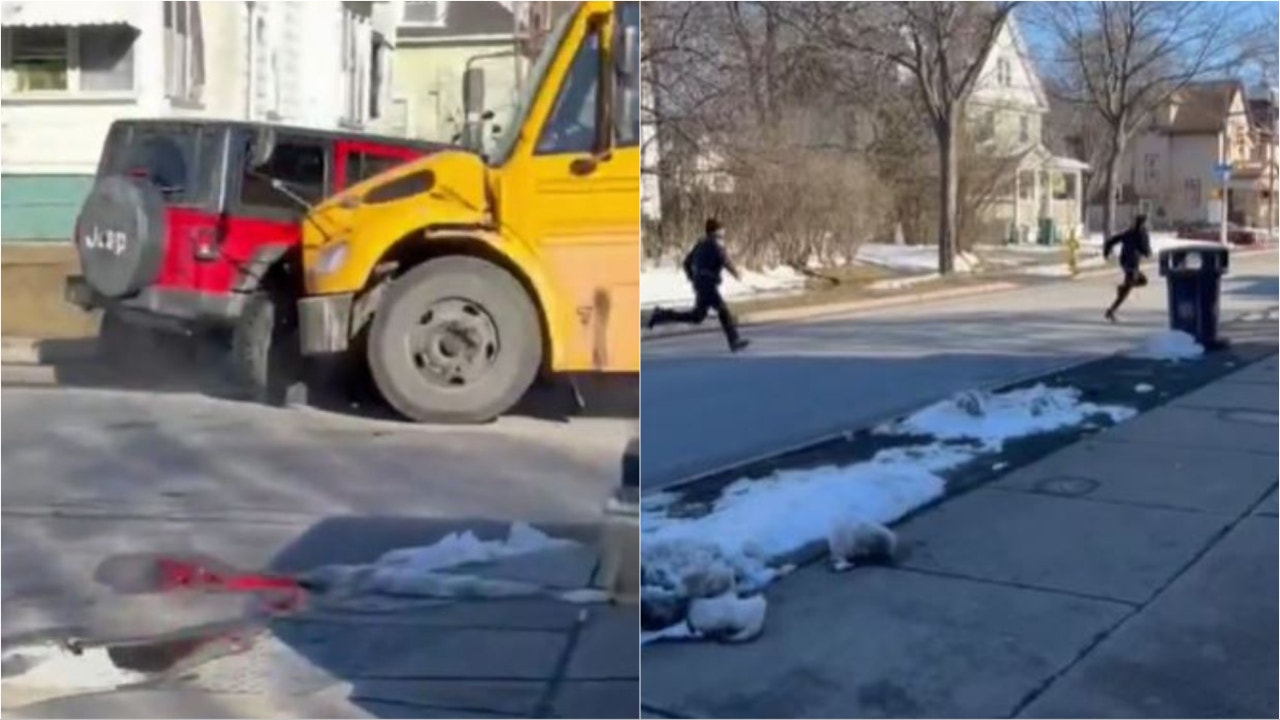 News :New York carjacking suspects crash into bus full of children while fleeing police: Video