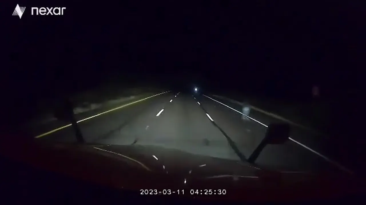 William Church, a truck driver who recently drove through Arizona, thinks he saw a possible ghost on State Route 87. The moment was recorded by his Nexar dashcam. (Will Church and Erika Lake)