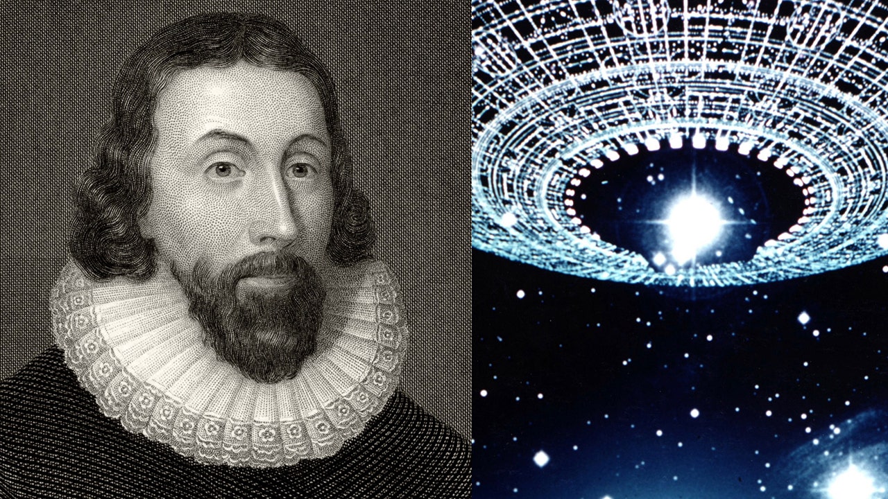 Puritan John Winthrop, founder of Massachusetts Bay Colony, recorded America's first UFO sighting in 1639. This image is from a 19th century engraving by C.W. Sharpe after Vandyke. On the right: 
