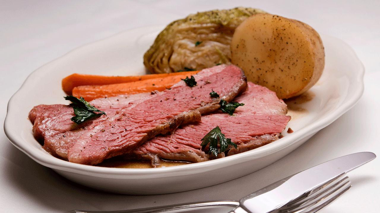 Corned beef and cabbage is a St. Patrick's Day staple.