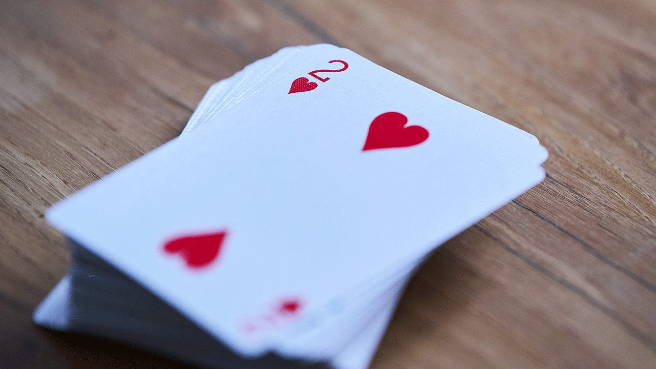 Deck of cards with two of hearts on top