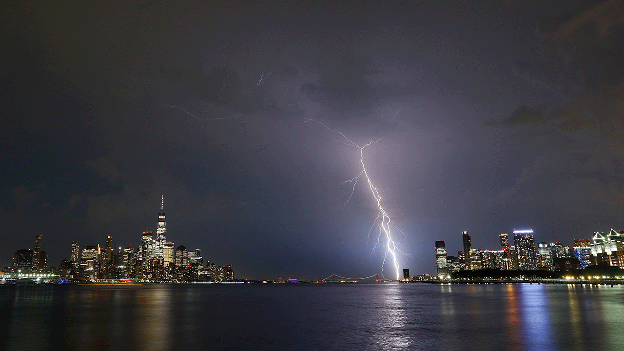 A bolt of lightning in New York City
