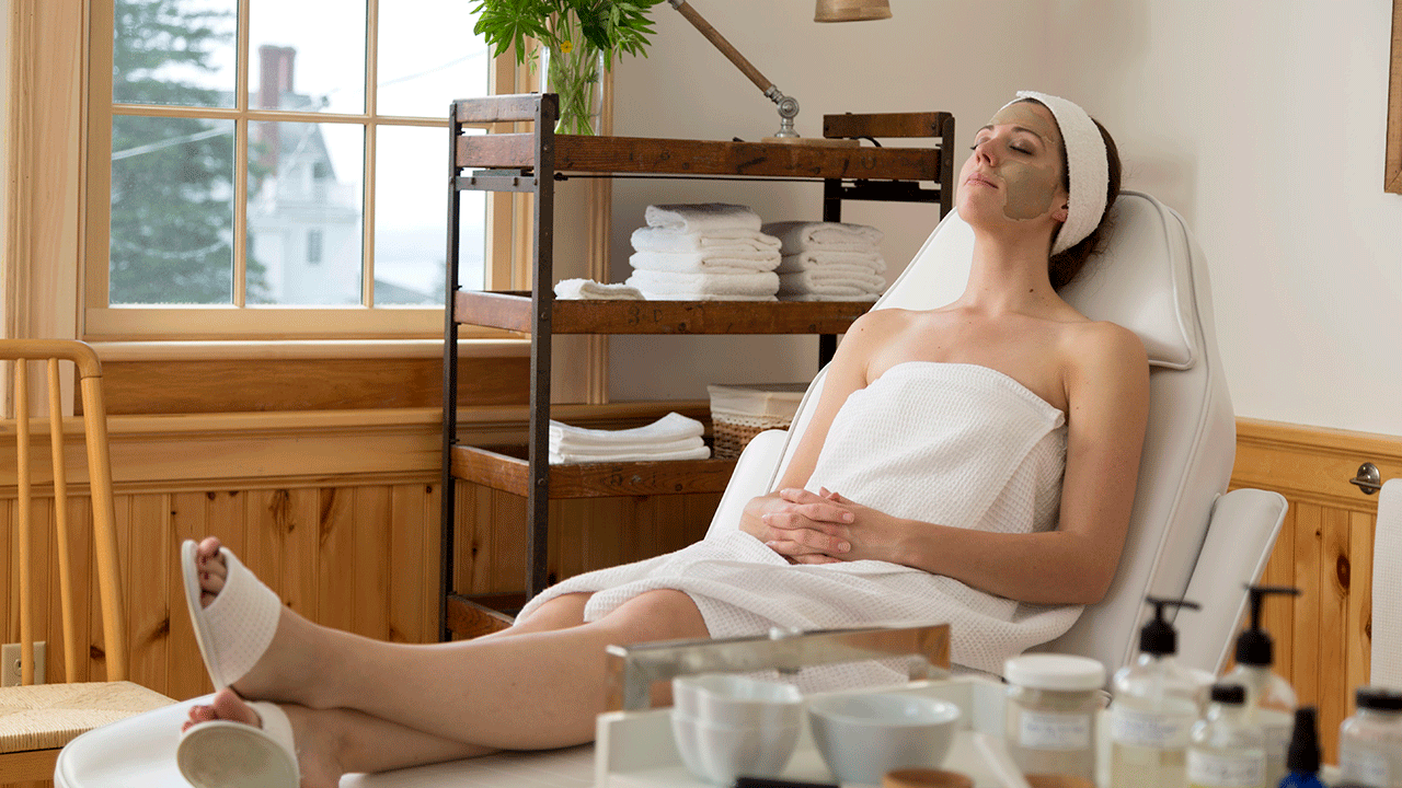 Woman at a spa getting treatments
