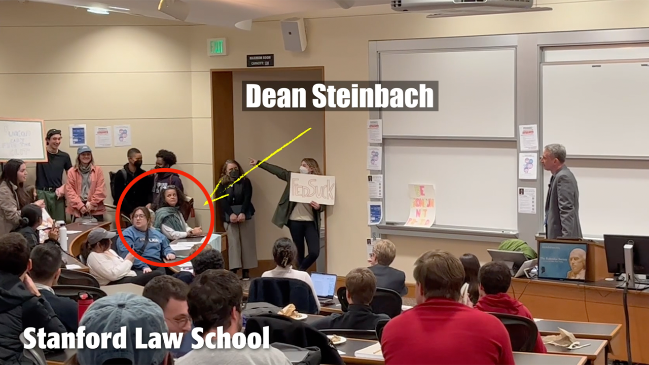 New video shows Stanford protesters heckling Trump judge as DEI dean appears to smirk