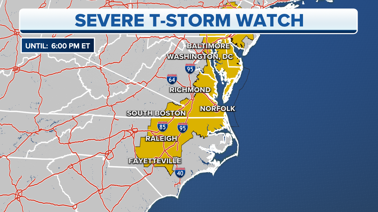 Severe Thunderstorms Impact Millions Along Interstate 95 Corridor