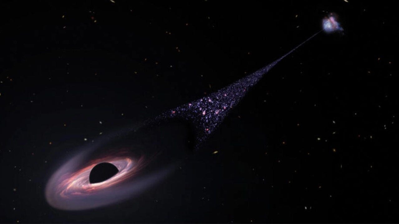 Das Hubble-Weltraumteleskop der NASA entdeckt ein außer Kontrolle geratenes Schwarzes Loch, das eine „Sternenspur“ erzeugt