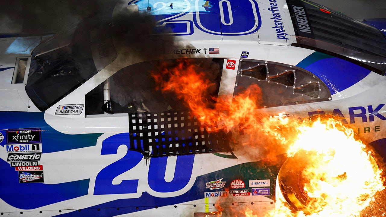 John Hunter Nemechek’s car catches fire as he celebrates NASCAR Xfinity Series win at Martinsville