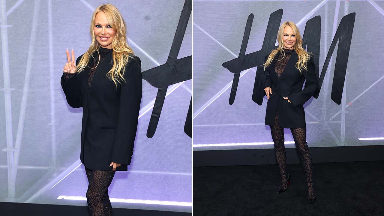 Pamela Anderson goes sheer in sparkling bodysuit