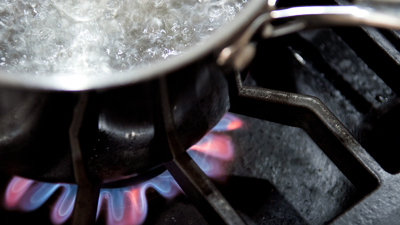 Boiling water on a stove