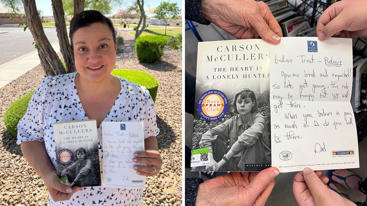 Arizona woman finds heartwarming note tucked inside $2 book at Goodwill — now, she's searching for its owner