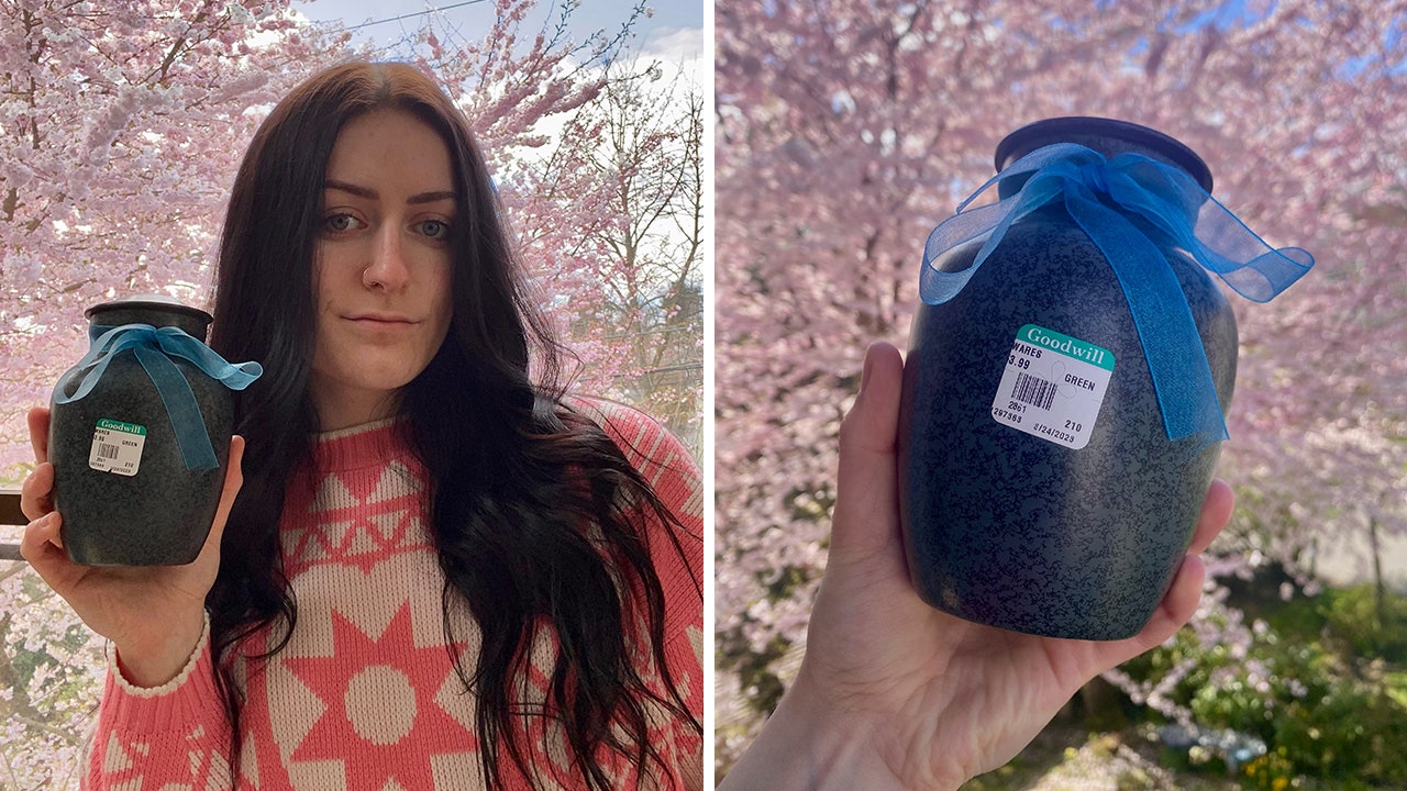 (Josie Chase from Seattle purchased this urn at a Goodwill location for $3.99 - and was shocked at what she found inside it.)