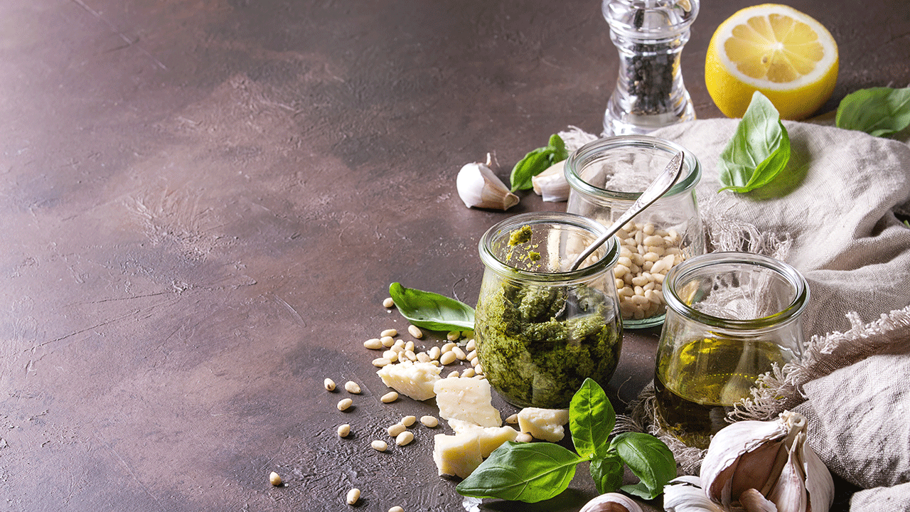 The ingredients for lemon basil pasta