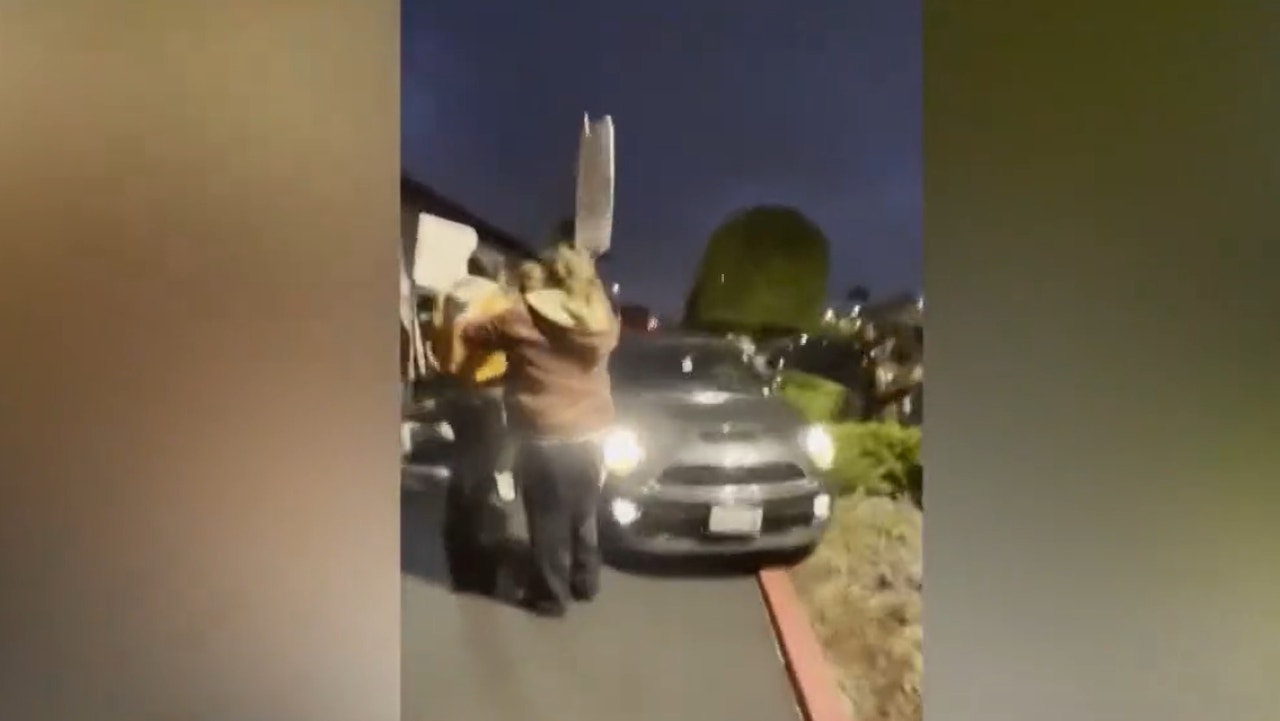 Striking Medieval Times workers nearly driven over by car in California: video